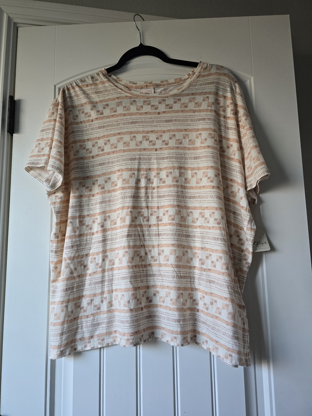 Nwt Free People Nina Oversized Tee S Beige Boho Festival Slouchy Tee - Picture 3 of 14